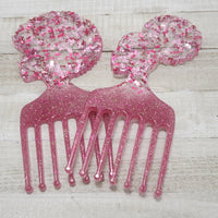 Pink Cancer Ribbon Decorative Afro Pick