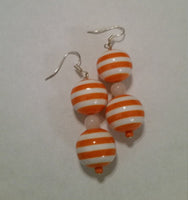 Orange & White Striped Earrings