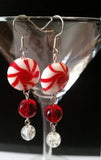 Peppermint Red & White Swirl Earrings
