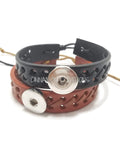 Brown Leather Unisex Cuff Snap Bracelet