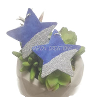 Blue & Silver Fabric and Glitter Earrings
