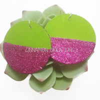 Green & Fuchsia Fabric and Glitter Earrings