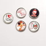 Crimson & Cream Glass Snap Charms/Button