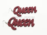 Wooden Queen Glitter Earrings