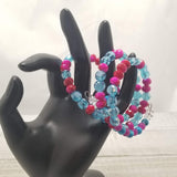 Hot Pink & Turquoise Wrap Bracelet