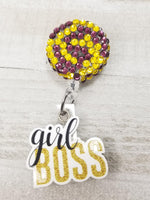 Girl Boss Purple & Yellow Badge Reel